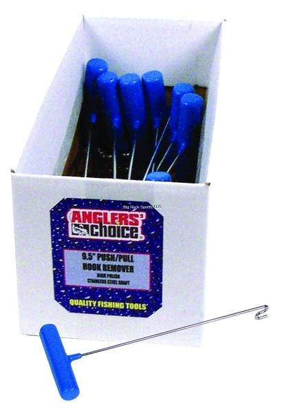 ANGLER'S CHOICE 9.5" Push/Pull Book Remover, fishing tool with blue handle and wire hook for removing fishing books.