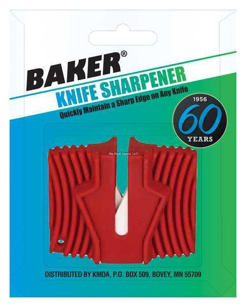BAKER Baker KS Knife Sharpener, red handheld sharpening tool for maintaining a sharp edge on any knife.