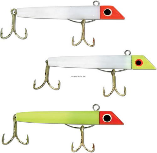GOT-CHA Plug 3 Pack, fishing lures in fish-shaped design with white, yellow, and green bodies and hooks for fishing