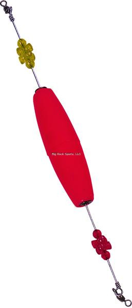 BILLY BAY Billy Bay A4B-R Click Clackers, red and yellow click clackers toy with beads on a string and metallic clips at both ends.