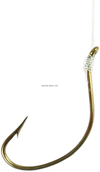 EAGLE CLAW Eagle Claw 147H Snelled Hooks 6Pk, close-up image of a single snelled fishing hook with a sharp curved point and a weight attached.