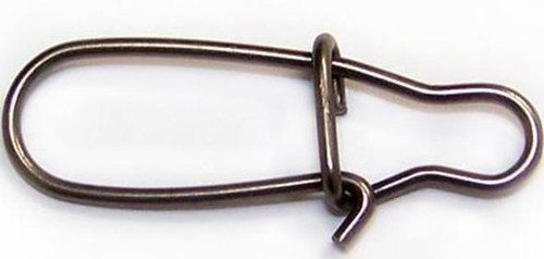 EAGLE CLAW Eagle Claw Dual Lock Snap, close-up of metal fishing snap hook with latch and locking mechanism.