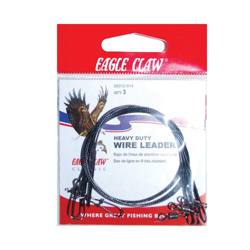 EAGLE CLAW Eagle Claw Steel Leader, heavy-duty wire leader with multiple snap swivels and clips for fishing.