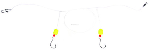 SEA STRIKER Sea Striker PPR20 Pompano Circle fishing rig, with two bright yellow floats and fishing hooks for saltwater fishing.
