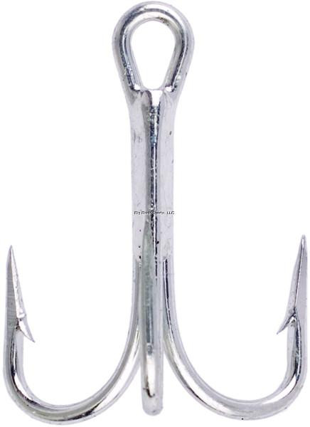 EAGLE CLAW Eagle Claw L777GH-2 Lazer Sharp Treble Hook, a silver fishing hook with three sharp curved points for fishing
