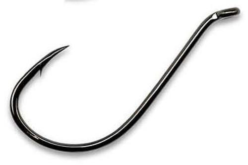 GAMAKATSU Gamakatsu 024 Octopus Hook - Black, close-up image of a black fishing octopus hook with a curved design and sharp point.