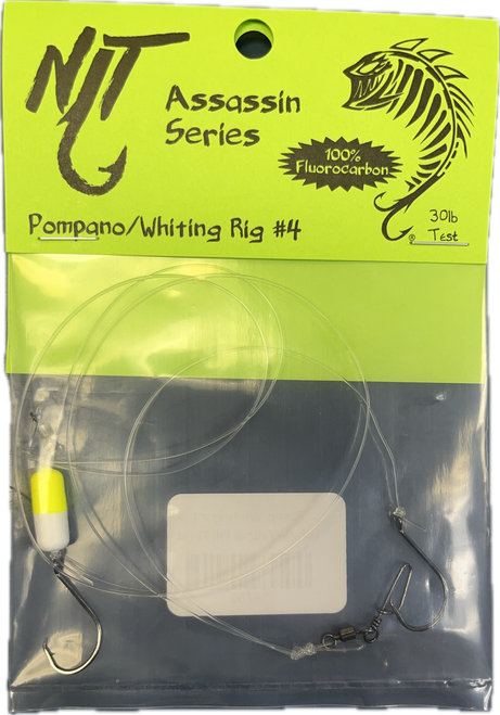Ninja Tackle Pompano / Whiting Rig #4 - Yellow/White Pill