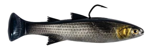 Z-Man Mulletron LT Swimbait, realistic soft plastic fishing lure resembling a small fish with detailed scales and a lifelike eye.