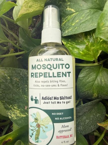 Adios Mo Skitos! All Natural Mosquito Repellent, plant-based spray for repelling mosquitoes, biting flies, ticks, and flees.