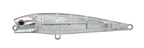 DAIWA Daiwa Salt Pencil 110F Laser Impact Lure, clear and silver fishing lure with detailed design for saltwater fishing.