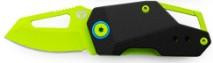 TRUE True Berm Keychain Knife, compact black and neon green pocket knife with a keychain loop