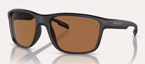Native Gorge Polarized Sunglasses, black frame with brown polarized lenses.