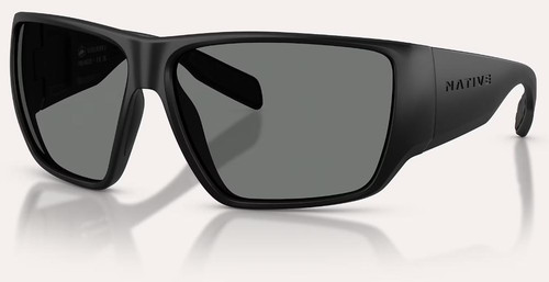 NATIVE Native Sightcaster II Polarized Sunglasses, black sporty sunglasses with dark tinted lenses and a wide frame design.