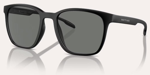 Native Targhee Polarized Sunglasses, black frame with polarized grey lenses.