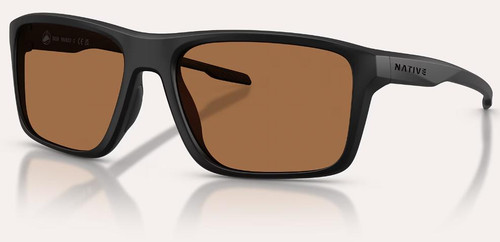 NATIVE Native Tavern Polarized Sunglasses, black frame with brown polarized lenses.