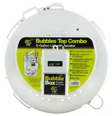 Marine Metal Bubble Top Combo LB-11, circular white aerator with label showing product details and features.