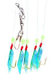 EAGLE CLAW Eagle Claw L947 Lazer Sharp Sabiki Rig Blue Wings, fishing rig with blue feathered bait hooks and metal clips