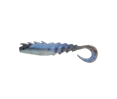 BERKLEY Gulp Nemesis Prawn Curl Tail, soft plastic fishing lure with a realistic prawn shape and curl tail design, blue and black color for enticing fish