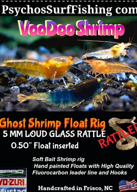 Psycho's Surf Fishing Ghost Shrimp Float Rigs "Rattler" & VooDoo