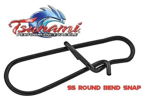 TSUNAMI Tsunami Pro Stainless Steel Round Bend Snaps, black round bend snap fishing accessory for secure hook and tackle connections.