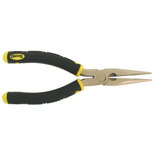 CALCUTTA Calcutta Long Nose Plier, close-up image showing black and yellow ergonomic handles and long, pointed metal jaws for precision gripping and bending.