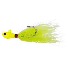 INTENT TACKLE Intent Tackle Pro Bucktail, a fishing lure with a yellow head and bright yellow tail for attracting fish.