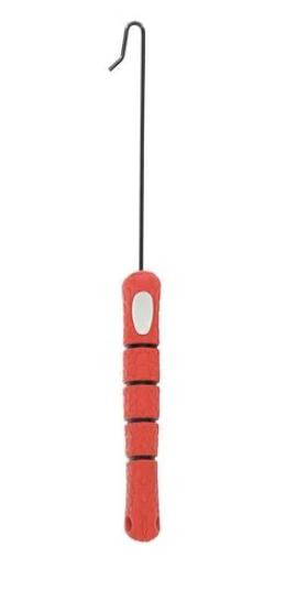 BUBBA BLADE Bubba Small Hook Remover, red-handled fishing hook removal tool with a hooked metal end for extracting hooks.