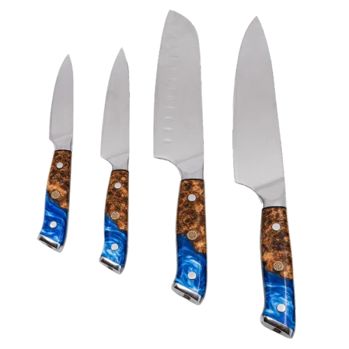 Toadfish Burl Wood Chef Knife Set