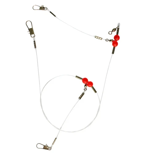 Sea Striker SS3-22SK Bottom Rig, fishing bottom rig with hooks, red beads, metal components, and nylon lines for saltwater fishing.