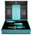 TOADFISH Toadfish Coastal Kitchen Collection, set of oyster knife, crab cutter, and shrimp cleaner with turquoise handles in a black and turquoise gift box