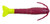 BERKLEY Berkley Gulp Saltwater Shrimp, close-up of a soft plastic fishing lure resembling a shrimp with a yellow tail and textured red body with tentacles.