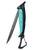 TOADFISH Toadfish Folding Filet Knife with Carabiner, opened to show a sharp blade and ergonomic handle with carabiner clip for outdoor fishing or camping use.