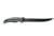 SORD Fishing Products Knives, black fishing knife with a long curved blade and textured black-and-gray handle on a white background.