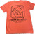 F&F Fish Box, orange T-shirt with black fish graphic and text design.