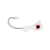 GOT-CHA Grub Heads, fishing lure shaped like a small white fish with a black and red eye and a sharp metal hook.