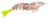 Z-Man Scented ShrimpZ, a soft plastic fishing lure designed to resemble a shrimp with red, black, and silver speckles and a bright green tail.