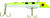 GOT-CHA Plug 100 Series, fishing lure with a green and black polka dot design and treble hooks for fishing.