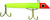 GOT-CHA Plug 100 Series, fishing lure with a bright green body and a red head featuring a black and white eye design.