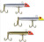 GOT-CHA Plug 3 Pack, a set of three fishing lures designed to resemble small fish with colorful heads and treble hooks attached.