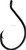 EAGLE CLAW L2222GH Lazer Sharp Hooks, close-up image of a black fishing hook with a sharp, curved tip and pointed barb for fishing.