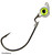 Z-Man Texas Eye Jigheads, close-up of a fishing jighead with a green eye and fishing hook on a white background.