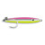 BEACH BUM LURES Beach Bum Gunslinger 1 oz. fishing lure, with pink, yellow, and silver color pattern and a single hook.