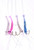 EAGLE CLAW Eagle Claw L945-2 Lazer Sharp Bait, image of colorful fishing hooks with small squid-shaped lures in pink, white, purple, and blue with attached fishing lines.