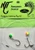 NINJA TACKLE Ninja Tackle Pompano #2 Tri-color Watermelon Float, close-up of fishing tackle with two colorful watermelons, green and yellow, on hooks.