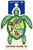 BLUE 84 F&F Blue 84 Stickers, turtle-shaped souvenir sticker with a scenic beach sunset and palm trees, Hatteras Island, NC