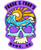 BLUE 84 F&F Blue 84 Stickers, colorful sticker featuring a skull with sunglasses, a wave, and sun rays in purple, blue, orange, yellow, and cream colors.