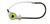 Z-MAN FISHING PRODUCTS INC. Z-Man Weedless Eye Jighead, close-up of a fishing jighead with a fish-shaped design and a green eye, equipped with a sharp hook and weedless feature.