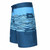 TORMENTER Tormenter Board Short Kalakaua, blue swim shorts with fish and wave pattern, adjustable drawstring waist, and large rear pocket with TORMENTER logo.