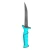 Toadfish Fixed Fillet Knife with Sheath, stainless steel fillet knife with a blue textured handle and protective sheath for filleting fish.