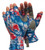GLACIER Glacier Islamorada Gloves, vibrant blue and red tie-dye pattern work gloves with grey padded palms and finger grips.